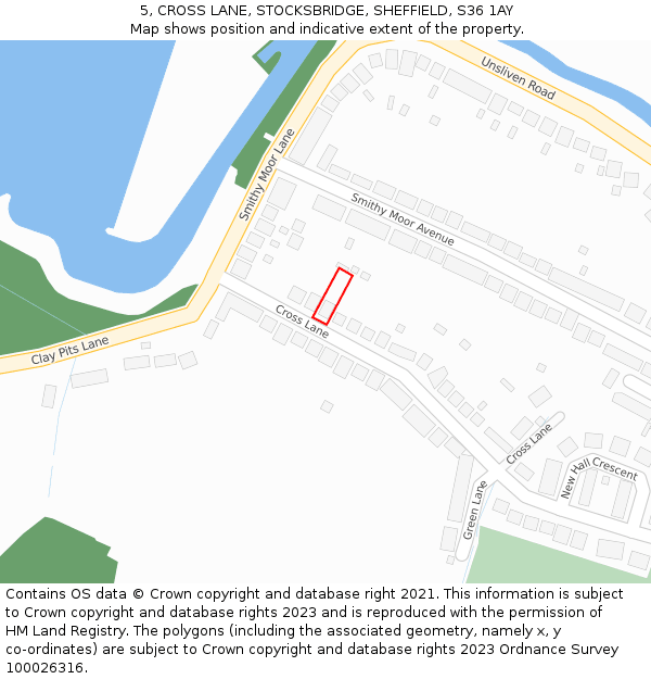 5, CROSS LANE, STOCKSBRIDGE, SHEFFIELD, S36 1AY: Location map and indicative extent of plot