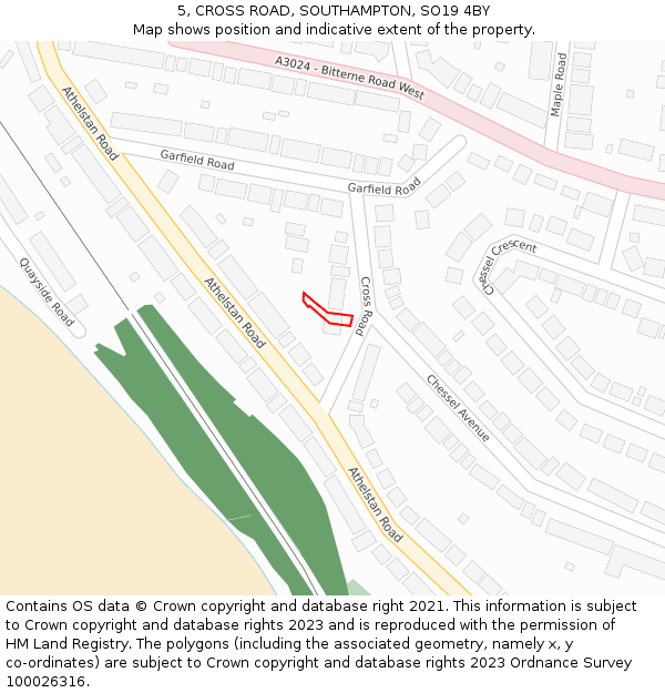 5, CROSS ROAD, SOUTHAMPTON, SO19 4BY: Location map and indicative extent of plot
