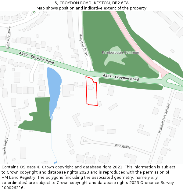 5, CROYDON ROAD, KESTON, BR2 6EA: Location map and indicative extent of plot
