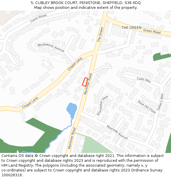 5, CUBLEY BROOK COURT, PENISTONE, SHEFFIELD, S36 6DQ: Location map and indicative extent of plot