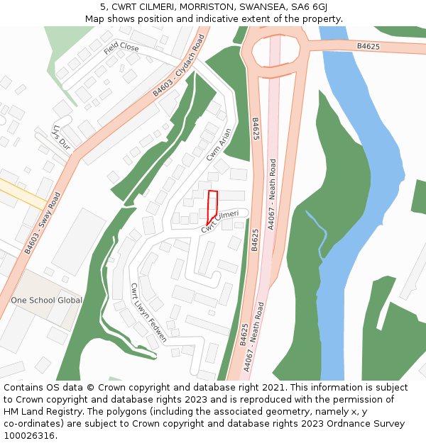 5, CWRT CILMERI, MORRISTON, SWANSEA, SA6 6GJ: Location map and indicative extent of plot
