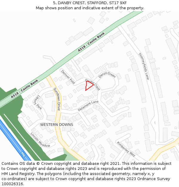 5, DANBY CREST, STAFFORD, ST17 9XF: Location map and indicative extent of plot