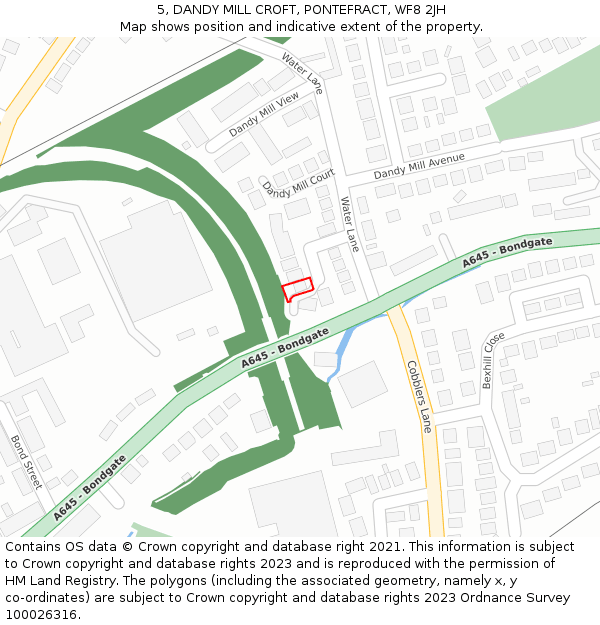 5, DANDY MILL CROFT, PONTEFRACT, WF8 2JH: Location map and indicative extent of plot
