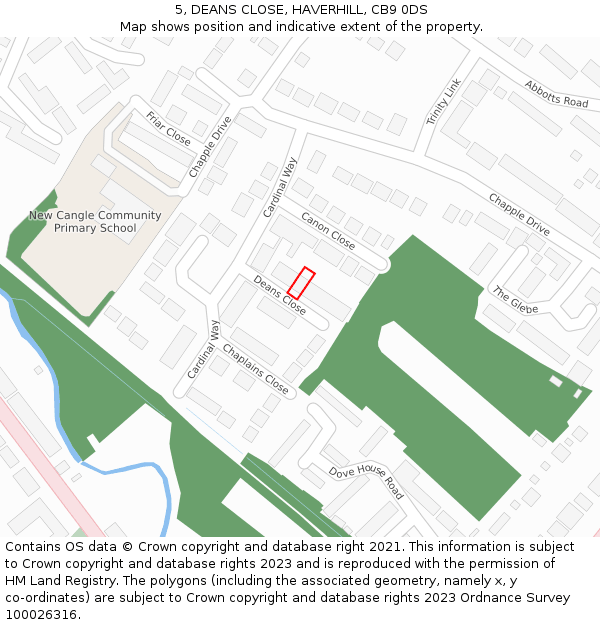 5, DEANS CLOSE, HAVERHILL, CB9 0DS: Location map and indicative extent of plot