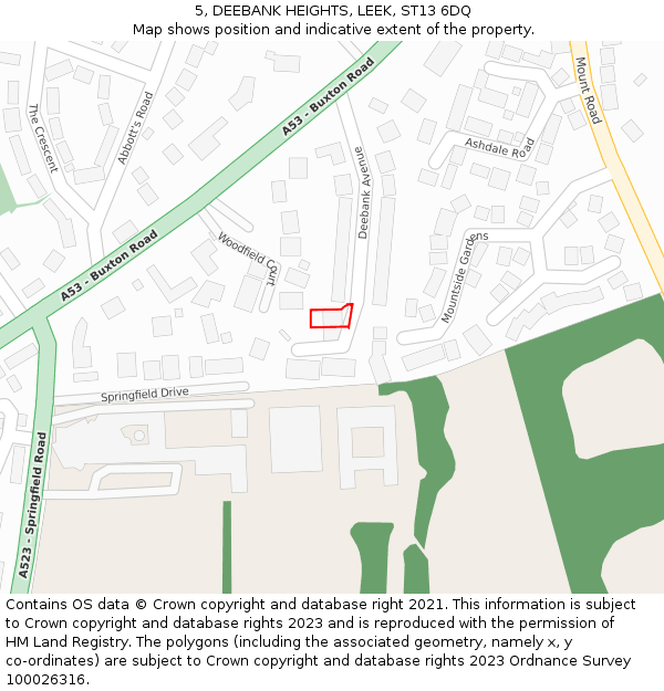 5, DEEBANK HEIGHTS, LEEK, ST13 6DQ: Location map and indicative extent of plot
