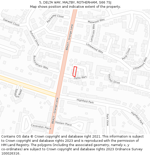 5, DELTA WAY, MALTBY, ROTHERHAM, S66 7SJ: Location map and indicative extent of plot