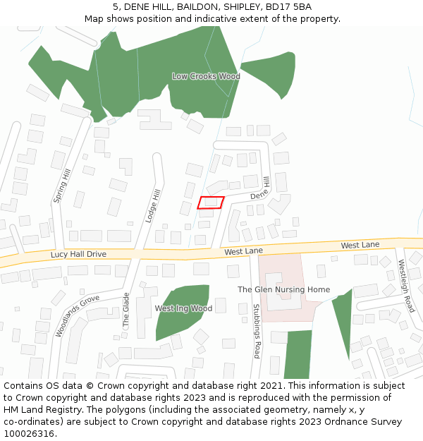 5, DENE HILL, BAILDON, SHIPLEY, BD17 5BA: Location map and indicative extent of plot
