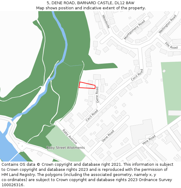 5, DENE ROAD, BARNARD CASTLE, DL12 8AW: Location map and indicative extent of plot