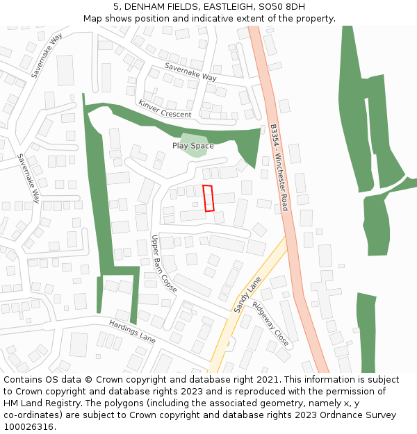 5, DENHAM FIELDS, EASTLEIGH, SO50 8DH: Location map and indicative extent of plot