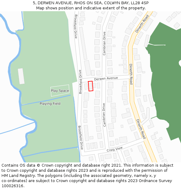 5, DERWEN AVENUE, RHOS ON SEA, COLWYN BAY, LL28 4SP: Location map and indicative extent of plot