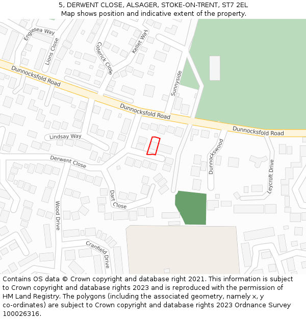 5, DERWENT CLOSE, ALSAGER, STOKE-ON-TRENT, ST7 2EL: Location map and indicative extent of plot