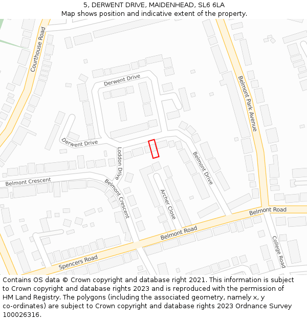 5, DERWENT DRIVE, MAIDENHEAD, SL6 6LA: Location map and indicative extent of plot
