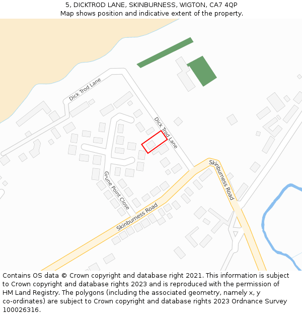 5, DICKTROD LANE, SKINBURNESS, WIGTON, CA7 4QP: Location map and indicative extent of plot