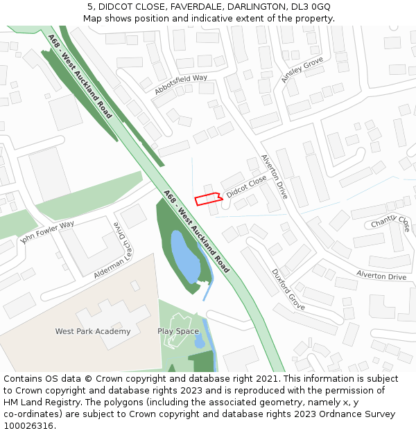 5, DIDCOT CLOSE, FAVERDALE, DARLINGTON, DL3 0GQ: Location map and indicative extent of plot