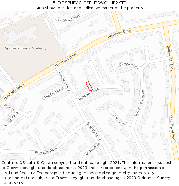 5, DIDSBURY CLOSE, IPSWICH, IP2 9TD: Location map and indicative extent of plot