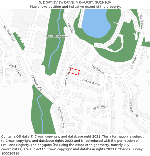 5, DOWNSVIEW DRIVE, MIDHURST, GU29 9LW: Location map and indicative extent of plot