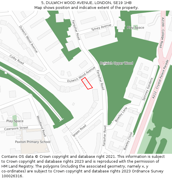 5, DULWICH WOOD AVENUE, LONDON, SE19 1HB: Location map and indicative extent of plot
