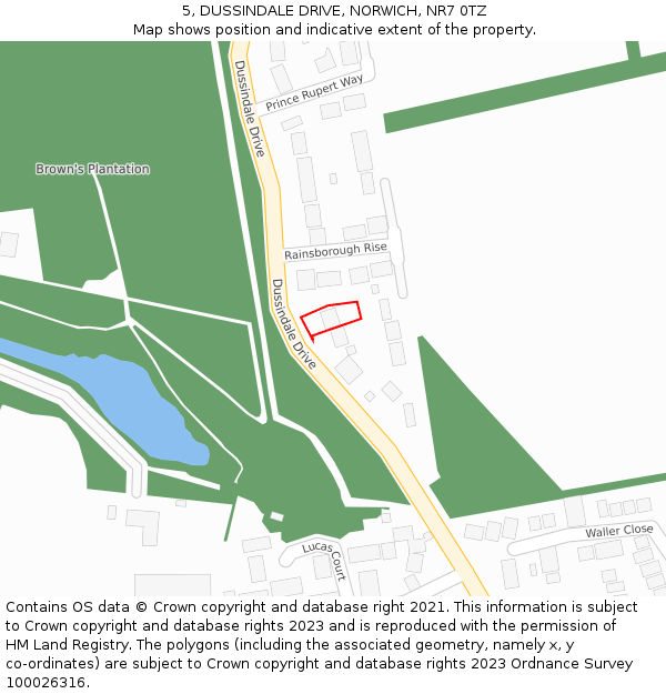 5, DUSSINDALE DRIVE, NORWICH, NR7 0TZ: Location map and indicative extent of plot
