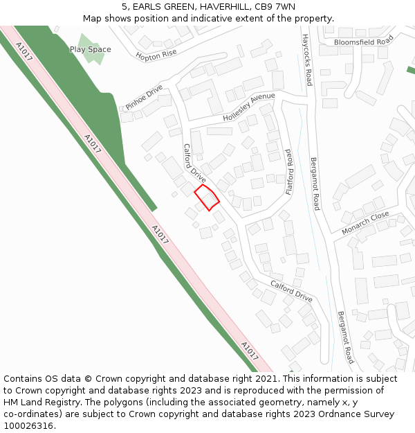 5, EARLS GREEN, HAVERHILL, CB9 7WN: Location map and indicative extent of plot