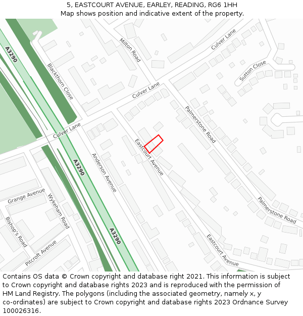 5, EASTCOURT AVENUE, EARLEY, READING, RG6 1HH: Location map and indicative extent of plot