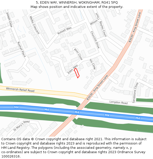 5, EDEN WAY, WINNERSH, WOKINGHAM, RG41 5PQ: Location map and indicative extent of plot