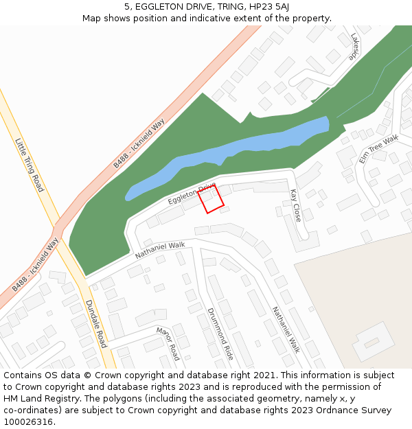 5, EGGLETON DRIVE, TRING, HP23 5AJ: Location map and indicative extent of plot
