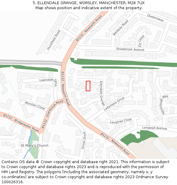 5, ELLENDALE GRANGE, WORSLEY, MANCHESTER, M28 7UX: Location map and indicative extent of plot