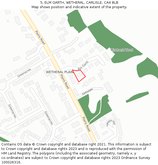 5, ELM GARTH, WETHERAL, CARLISLE, CA4 8LB: Location map and indicative extent of plot