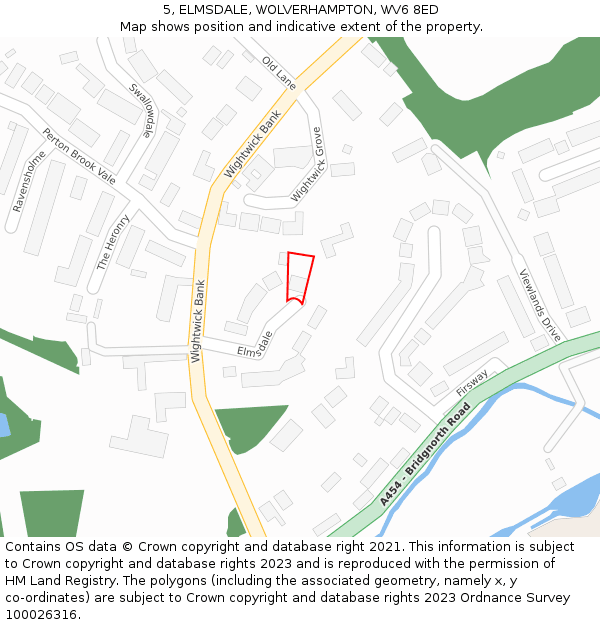 5, ELMSDALE, WOLVERHAMPTON, WV6 8ED: Location map and indicative extent of plot