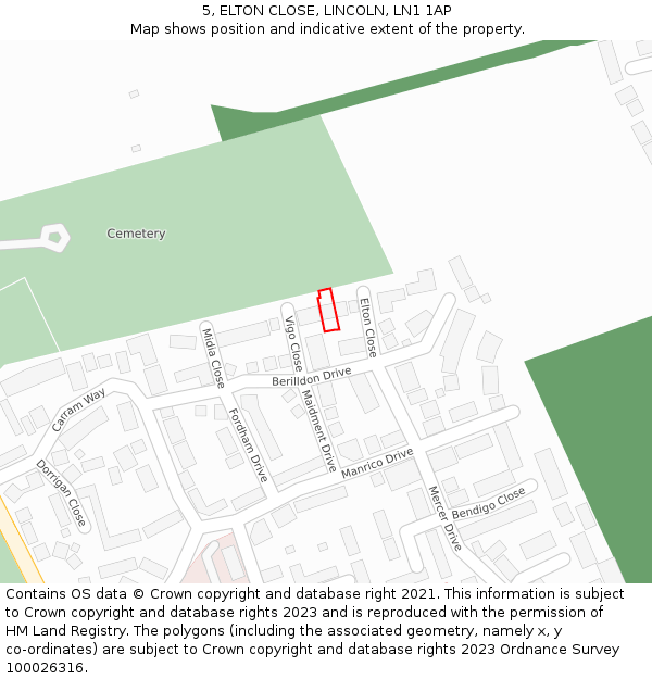 5, ELTON CLOSE, LINCOLN, LN1 1AP: Location map and indicative extent of plot
