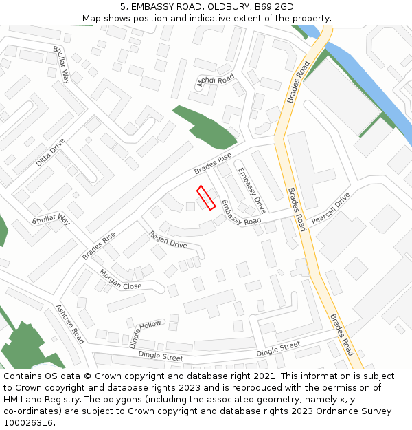 5, EMBASSY ROAD, OLDBURY, B69 2GD: Location map and indicative extent of plot