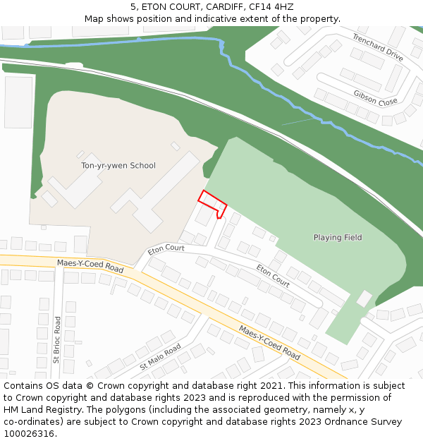 5, ETON COURT, CARDIFF, CF14 4HZ: Location map and indicative extent of plot