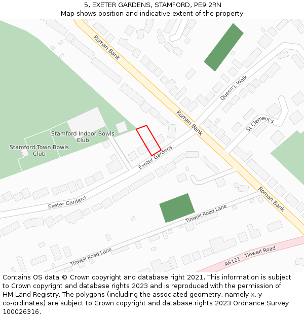 5, EXETER GARDENS, STAMFORD, PE9 2RN: Location map and indicative extent of plot