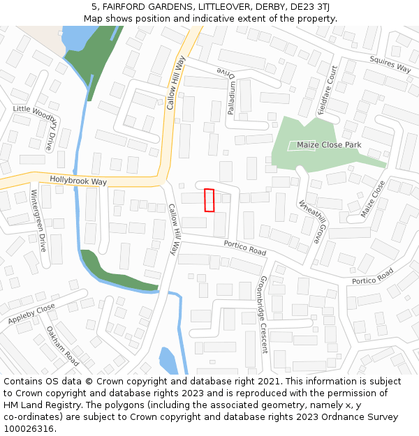 5, FAIRFORD GARDENS, LITTLEOVER, DERBY, DE23 3TJ: Location map and indicative extent of plot