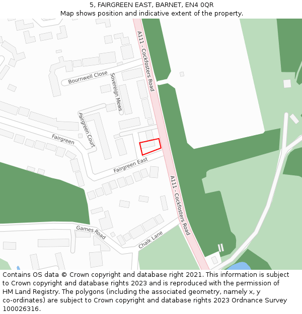 5, FAIRGREEN EAST, BARNET, EN4 0QR: Location map and indicative extent of plot