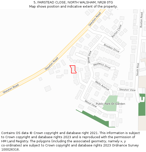 5, FAIRSTEAD CLOSE, NORTH WALSHAM, NR28 0TG: Location map and indicative extent of plot