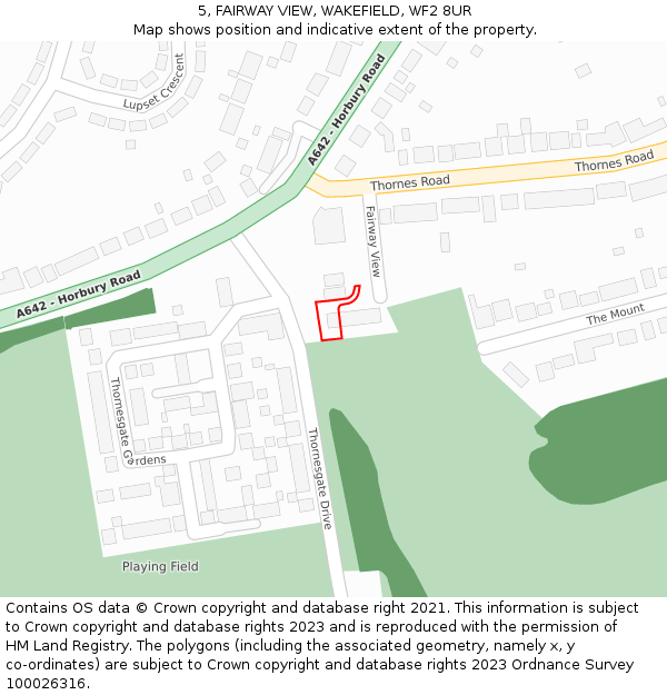 5, FAIRWAY VIEW, WAKEFIELD, WF2 8UR: Location map and indicative extent of plot