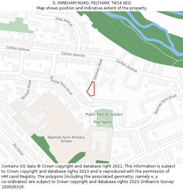 5, FAREHAM ROAD, FELTHAM, TW14 0EQ: Location map and indicative extent of plot