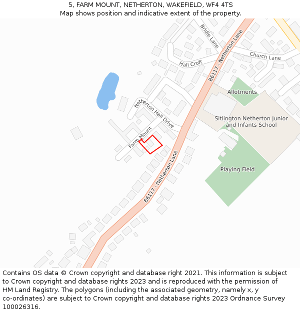 5, FARM MOUNT, NETHERTON, WAKEFIELD, WF4 4TS: Location map and indicative extent of plot