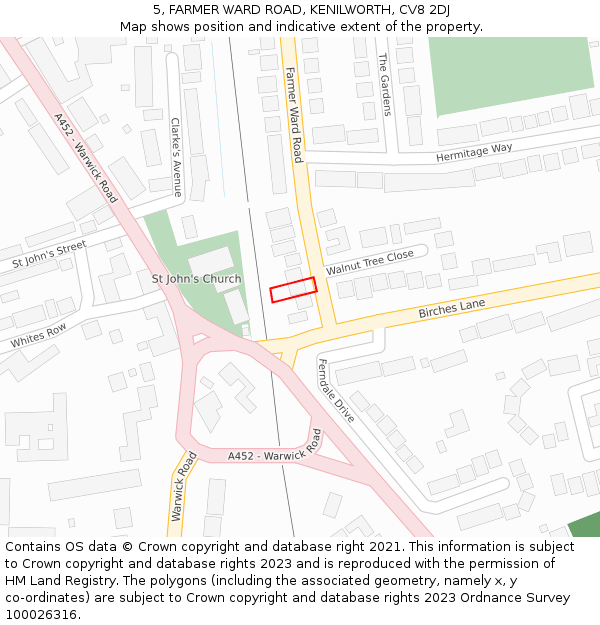 5, FARMER WARD ROAD, KENILWORTH, CV8 2DJ: Location map and indicative extent of plot