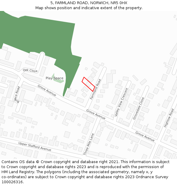 5, FARMLAND ROAD, NORWICH, NR5 0HX: Location map and indicative extent of plot