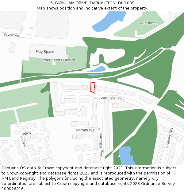 5, FARNHAM DRIVE, DARLINGTON, DL3 0RS: Location map and indicative extent of plot