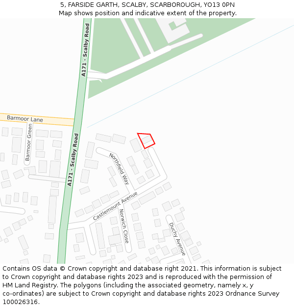 5, FARSIDE GARTH, SCALBY, SCARBOROUGH, YO13 0PN: Location map and indicative extent of plot