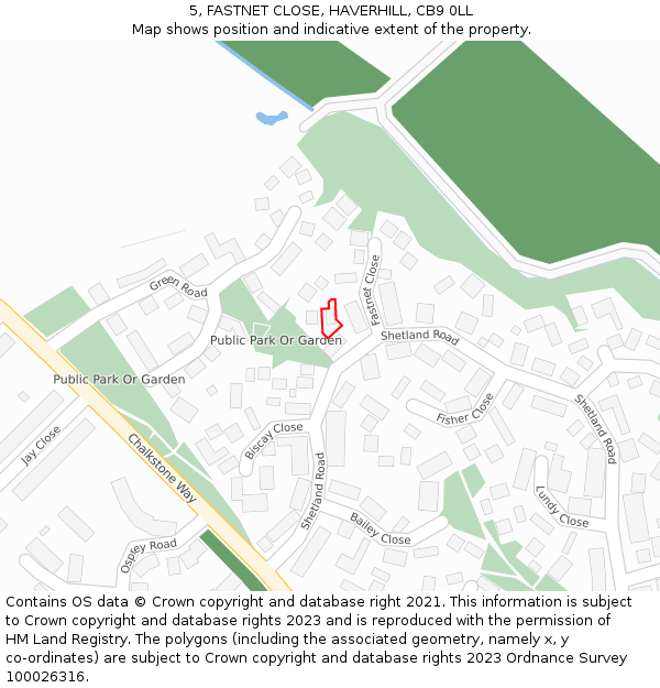 5, FASTNET CLOSE, HAVERHILL, CB9 0LL: Location map and indicative extent of plot