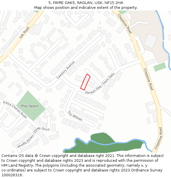 5, FAYRE OAKS, RAGLAN, USK, NP15 2HA: Location map and indicative extent of plot
