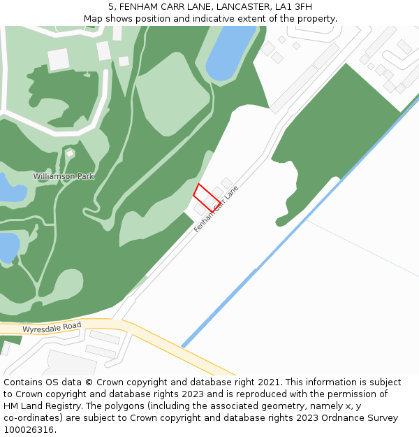 5, FENHAM CARR LANE, LANCASTER, LA1 3FH: Location map and indicative extent of plot