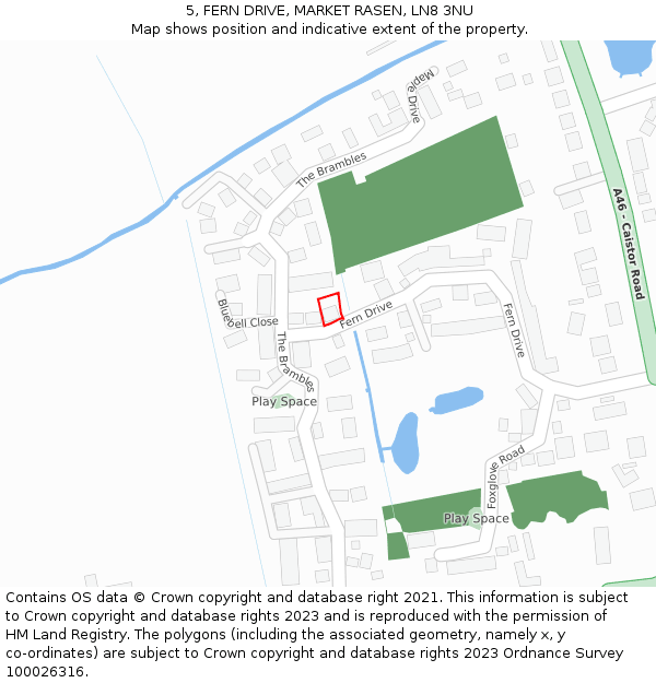 5, FERN DRIVE, MARKET RASEN, LN8 3NU: Location map and indicative extent of plot