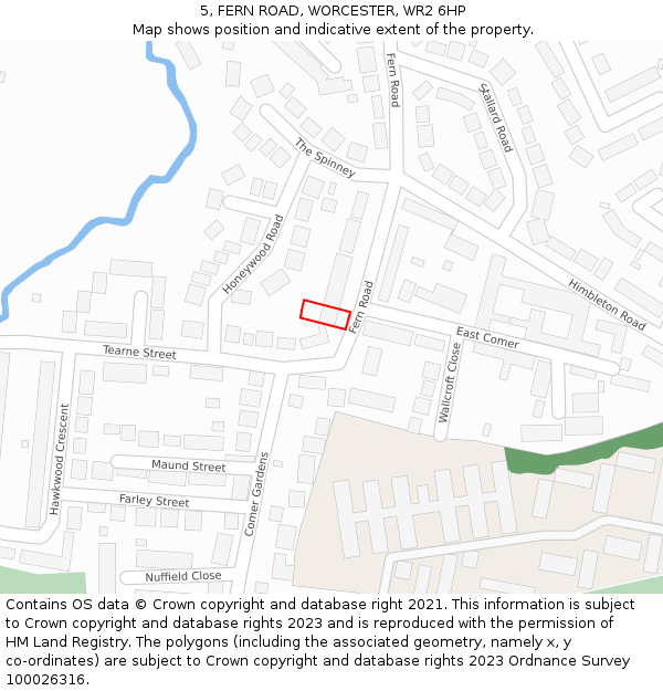 5, FERN ROAD, WORCESTER, WR2 6HP: Location map and indicative extent of plot