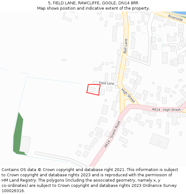 5, FIELD LANE, RAWCLIFFE, GOOLE, DN14 8RR: Location map and indicative extent of plot