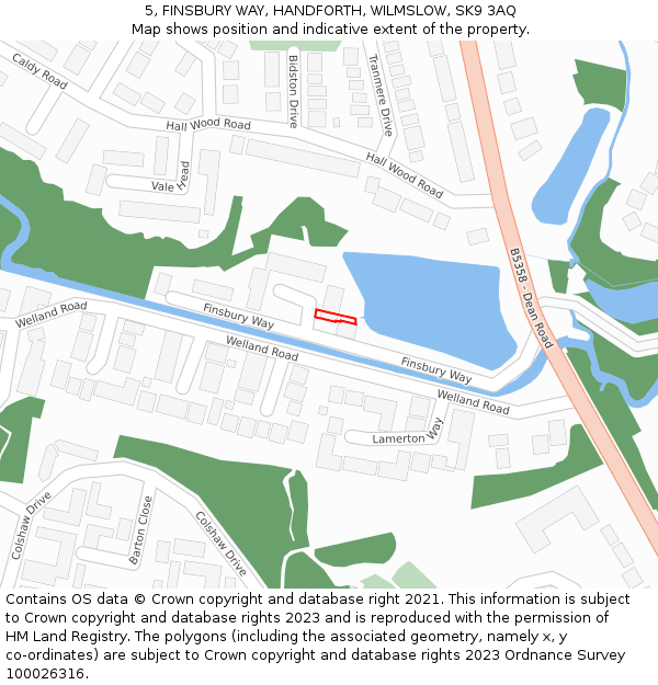 5, FINSBURY WAY, HANDFORTH, WILMSLOW, SK9 3AQ: Location map and indicative extent of plot